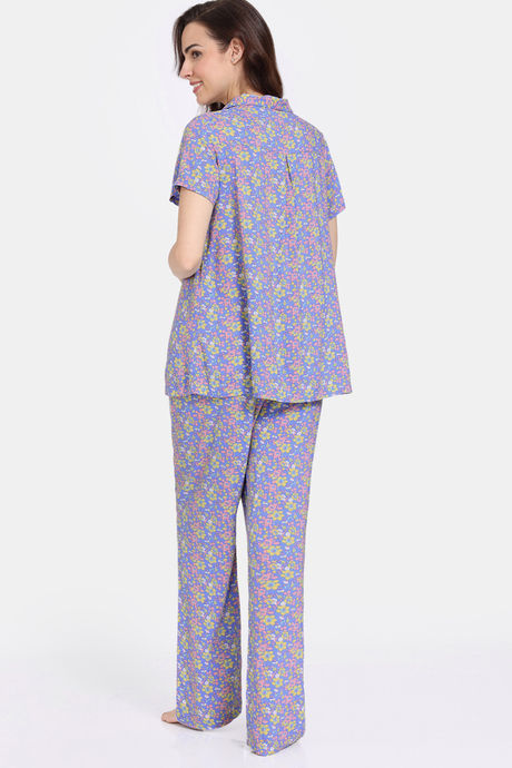 Zivame Maternity Floral Pop Woven Pyjama Set - Dutch Canal — image 3